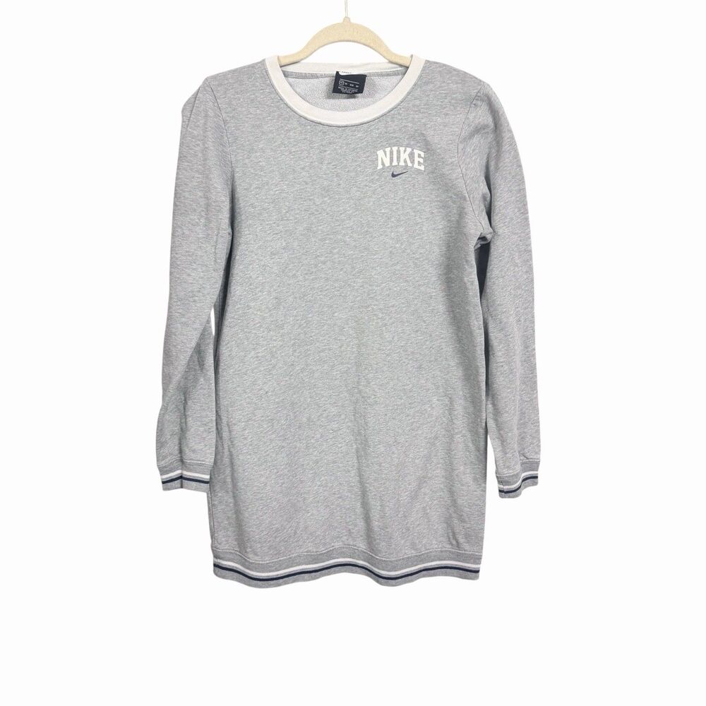 Nike Women's Sz XS Gray Varsity Sportswear Long Sleeve Tunic Top Longline Lounge